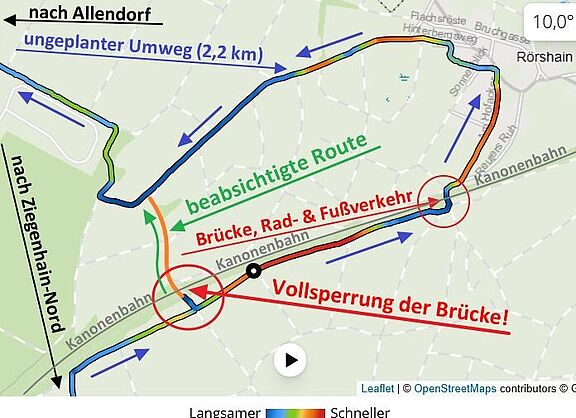 Erheblicher Umweg Ziegenhain-Allendorf