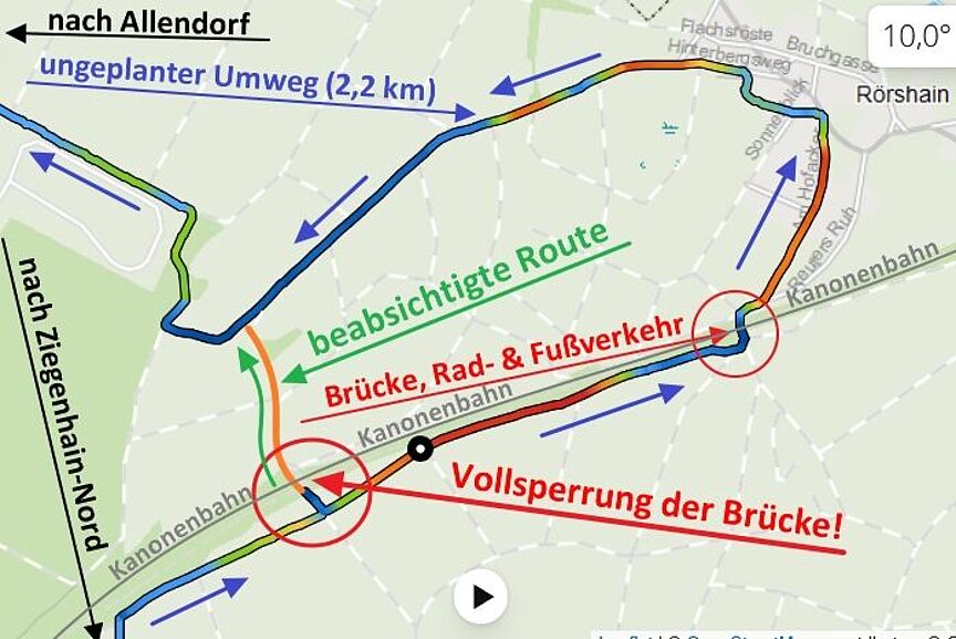 Erheblicher Umweg Ziegenhain-Allendorf Erheblicher Umweg Ziegenhain-Allendorf