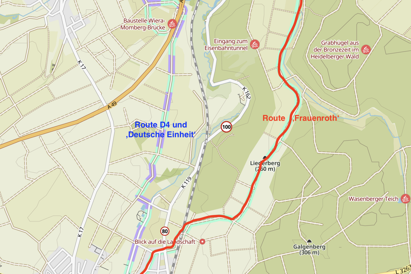 D 4-Route und Route Frauenroth