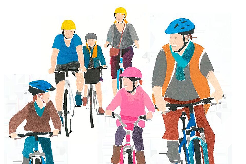 Radfahren Gruppe Illustration Radfahren Gruppe Illustration